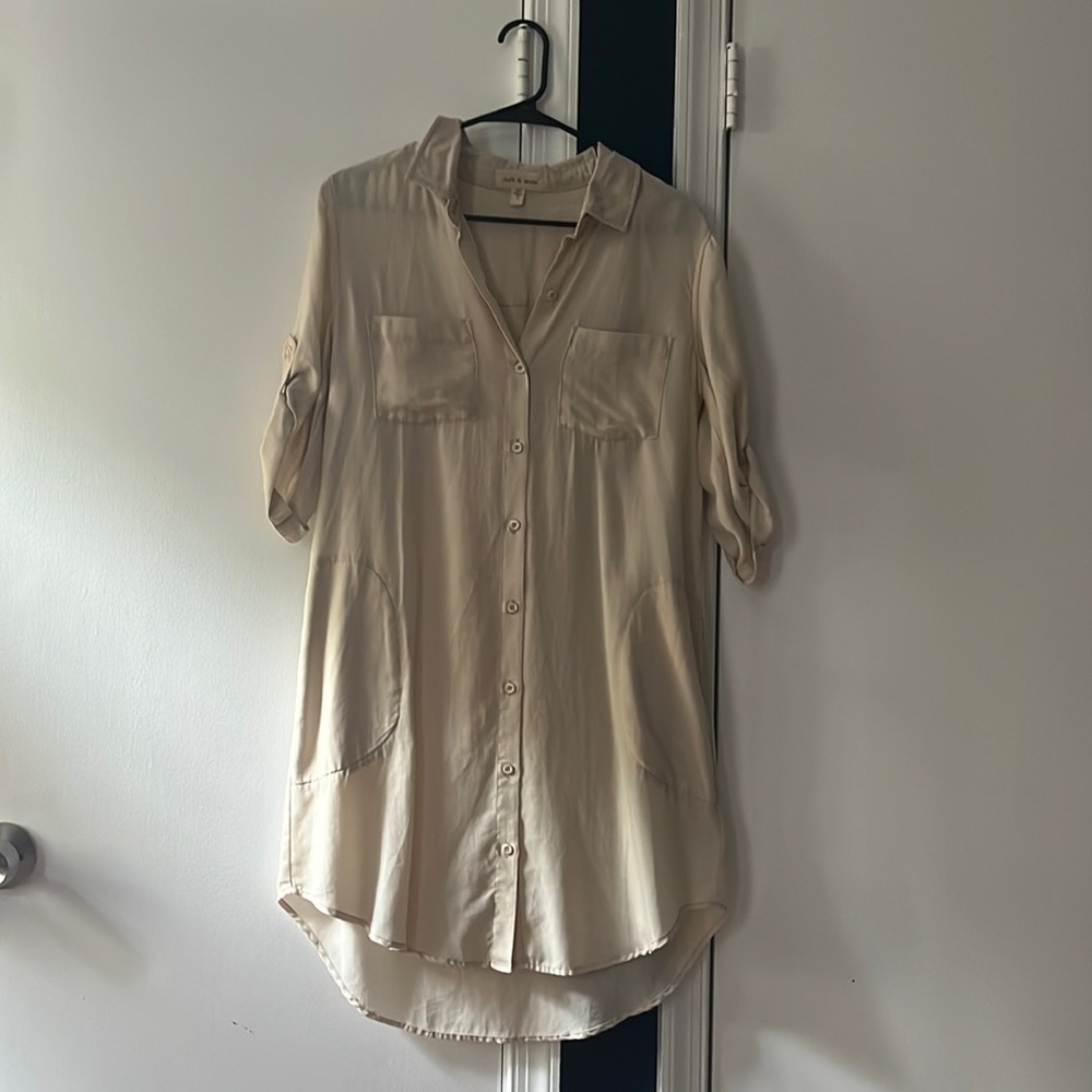 Cream Anthropologie Shirt Dress